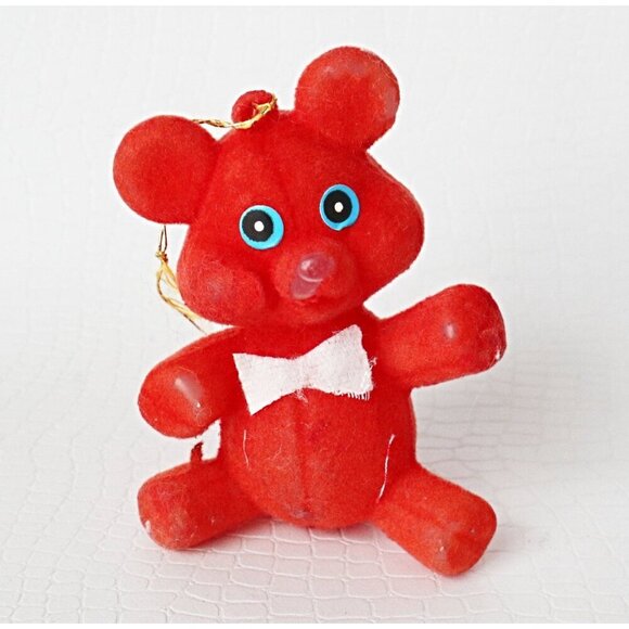 5 Vintage Flocked Christmas Tree Ornaments Deer Bird House With White Dove & Bea - Picture 3 of 7